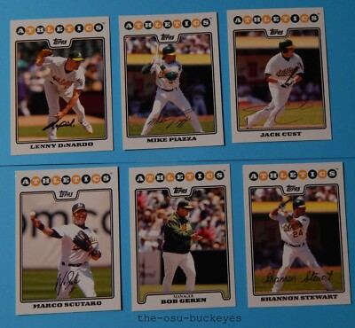 2008 Topps Oakland Athletics Team Set 20 Cards Piazza Chavez Combine Shipping