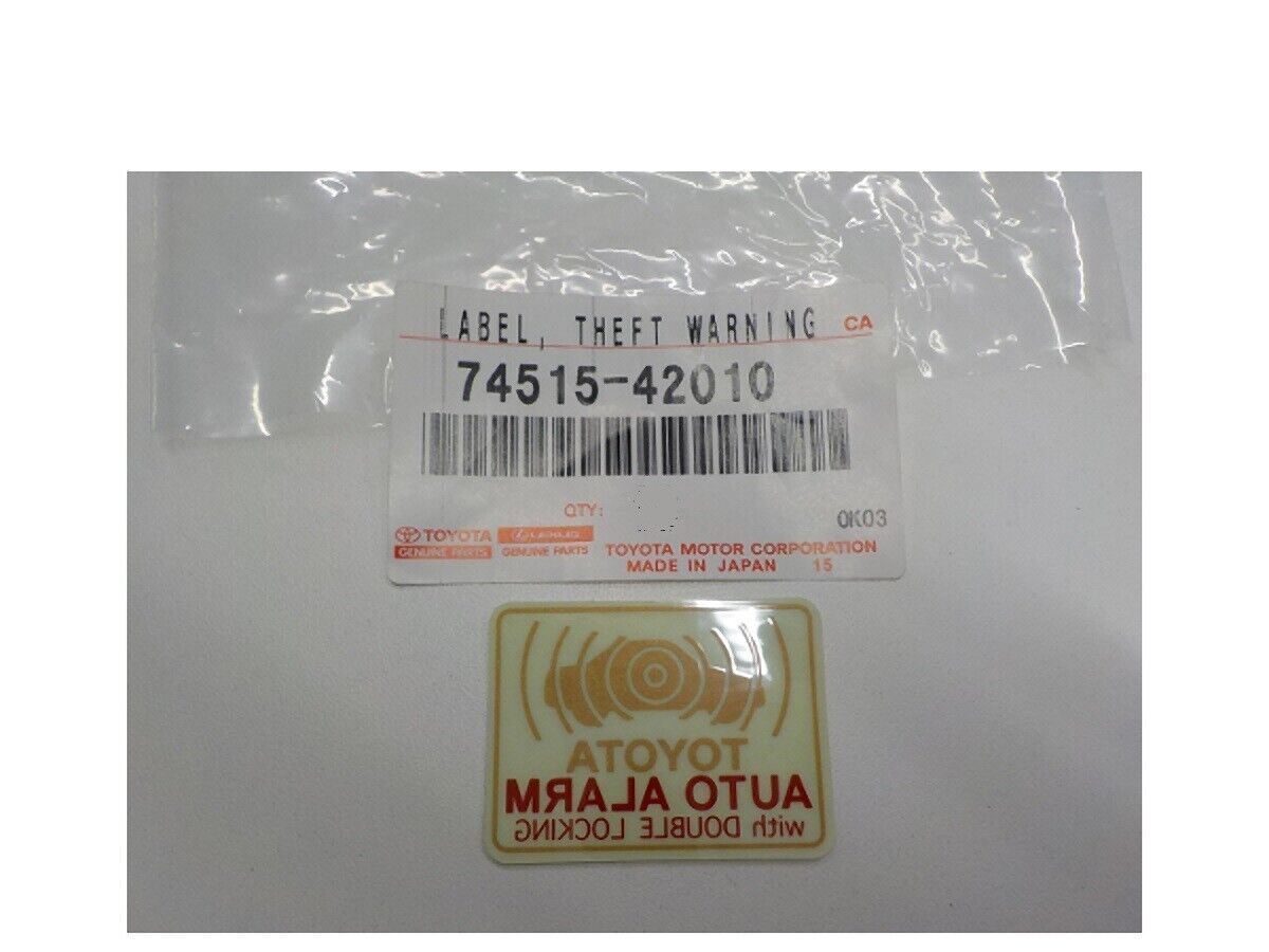 Toyota Auto Alarm Label Theft Warning Window 74515-42010(×2) | eBay