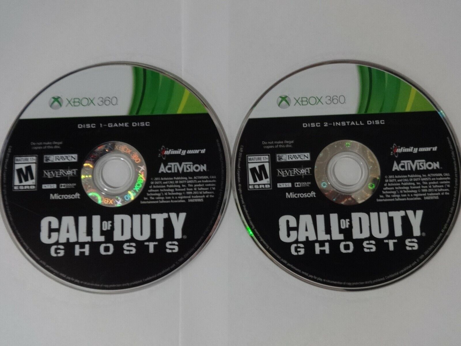 Call of Duty Ghosts Video Game for Xbox 360, 2 Discs Set PRE-OWNED