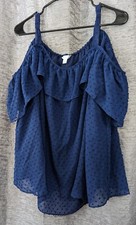 Boutique Blue Textured Off Shoulder Women's Blouse Size 2XL