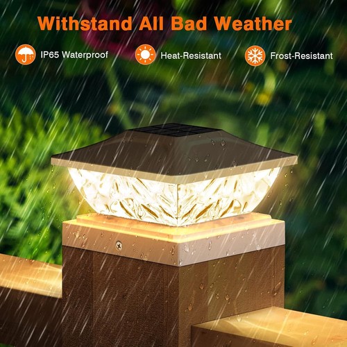 12 Pack Solar Post Cap Lights, 2 Mode Bright Solar Post Lights Outdoor Waterproo - Bild 5 von 7
