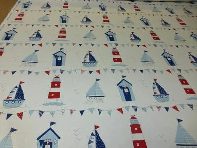 MARITIME BLUE by Fryetts - 100% Cotton Fabric - Curtains / Upholstery / Crafts