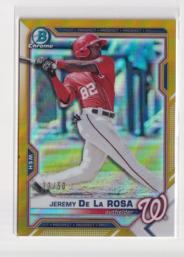 2021 Bowman Draft - Chrome Jeremy De La Rosa #BDC-2 Gold Refractor /50 (RC)