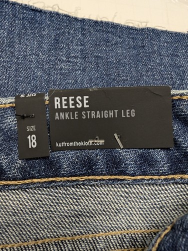 Kut From The Kloth Jeans Reese Frayed Hem Ankle Length Straight Leg SIZE 18 NEW - Picture 10 of 21