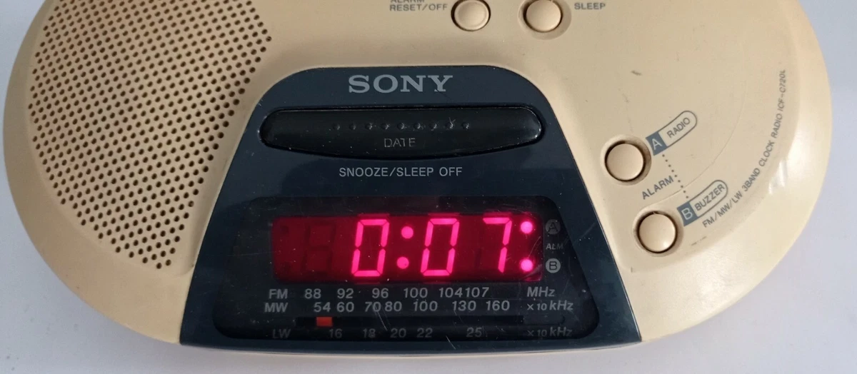 Raro sony fm/mw/lw 3band reloj radio icf-c720l dream machine