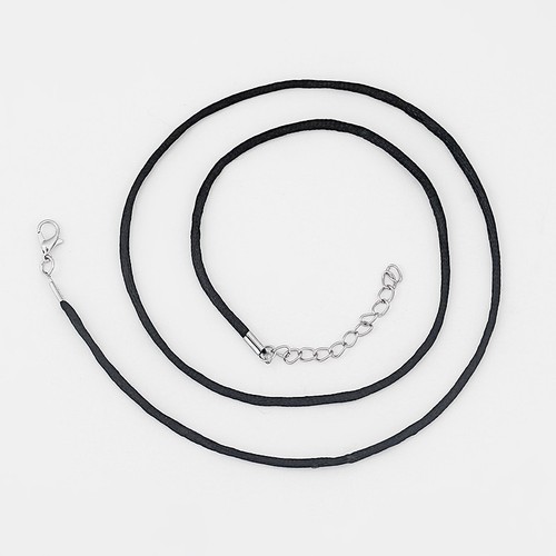 Lot 20Pcs Black Satin Silk Cord Choker Necklace with Silver Crimp Clasp 18-24" - Picture 2 of 7
