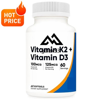 Vitamin K2 (MK7) (100mcg)+Vitamin D3 (5000 IU) 60 softgel capsules