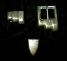 Vtg Modernist Abstract Sterling Silver 3-pc Ranger Belt Buckle Set TR-70 Mexico