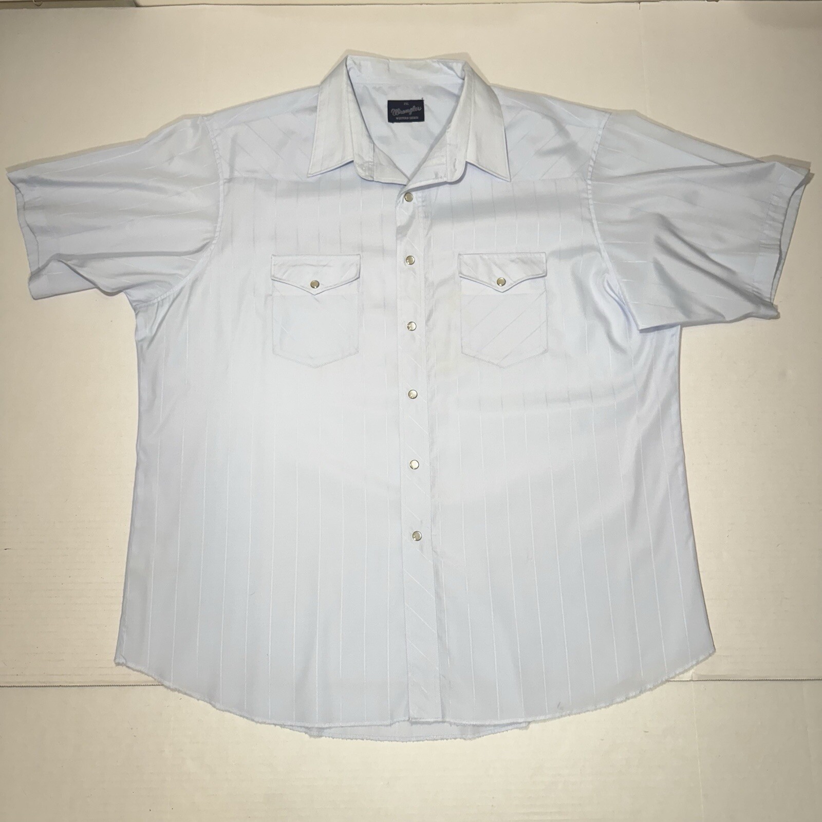 Wrangler Vintage Pearl Snap Button Mens Short Sleeve Shirt Size 2XL Blue