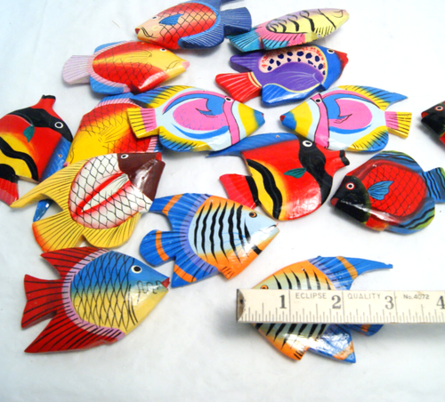 23 Hand Carved Wood Tropical Fish Wooden Ornaments Nautical Painted Decor READ - Picture 6 of 19