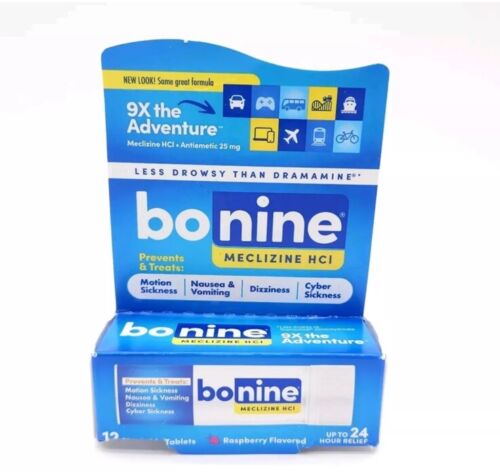 Bonine For Motion Sickness Treats & Prevents Raspberry Chewable Tablets 12 Count