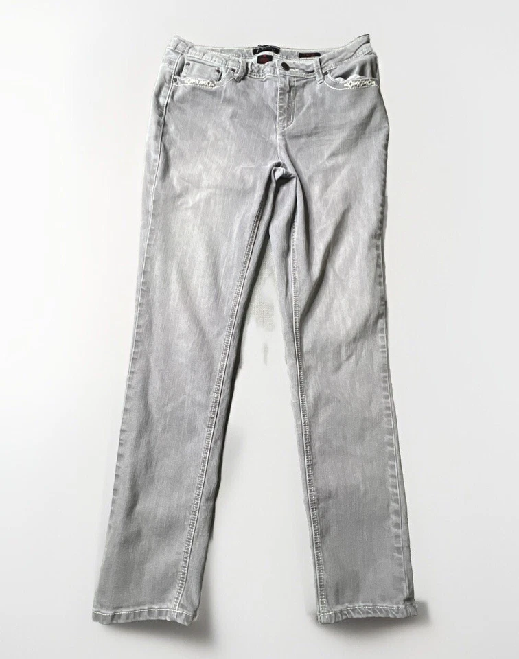 Pantalones de mezclilla Earl Jean ajustados 10 grises para mujer puntadas gruesas Foto 3 de 4