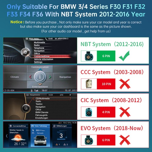 NEW Wireless CarPlay 12.3 inch Touchscreen For BMW 3 / 4 Series F30 F31 F32 NBT - Picture 2 of 9