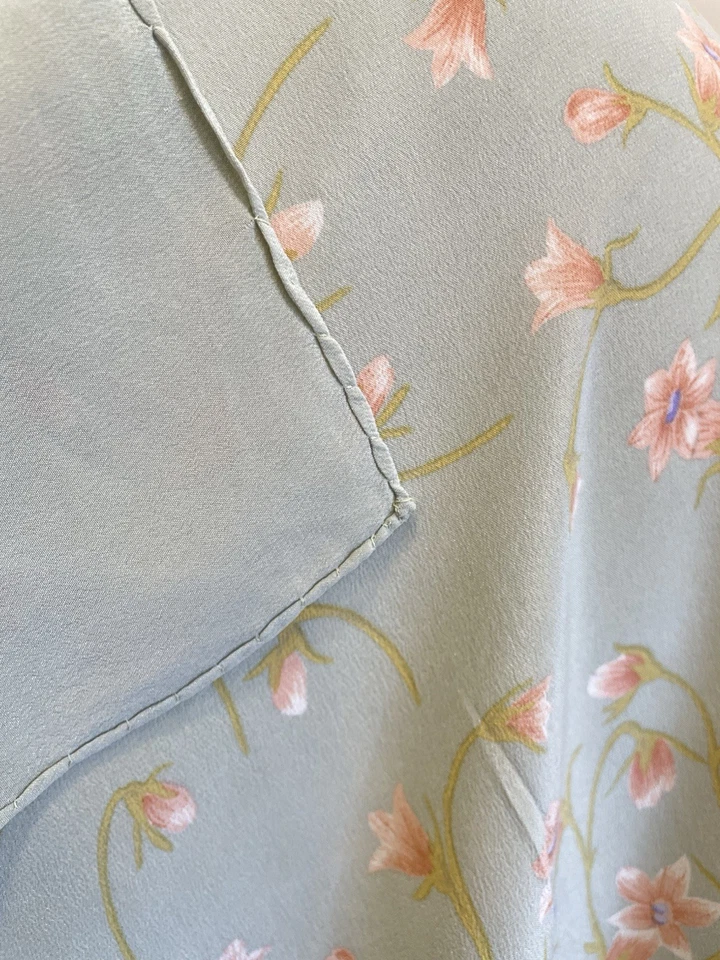 Y8 # Christian Dior цветочный шарф пастель зеленый розовый синий 100% шелк винтажный квадратный - Изображение 2 из 4