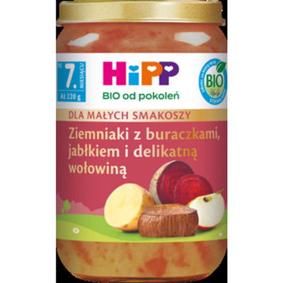 9062300126638 HiPP BIO od pokoleń, Ziemniaki z buraczkami, jabłkiem i delikatną 
