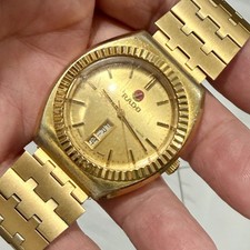 Vintage Rado Golden Gazelle Automatic Gold Plated Day Date Men s 36mm Watch RUNS