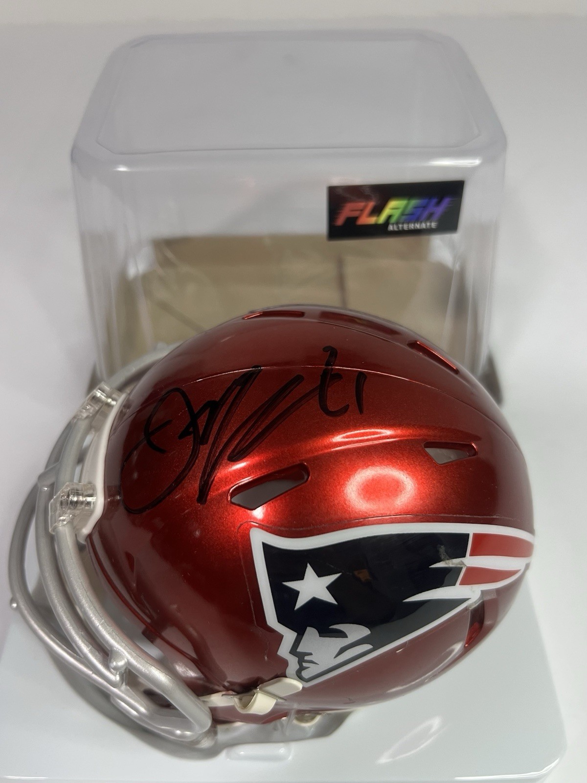 Julian Edelman Autographed Signed New England Patriots Flash mini helmet - BAS 