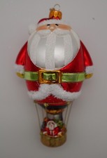 Glas-Ornament Weihnachtsmann im Ballon 18 cm • handbemalt • Fesselballon • Deko