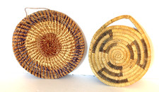 Vtg. Native American Flat Coiled Decorative Hanging Basket Trays 7"-8"