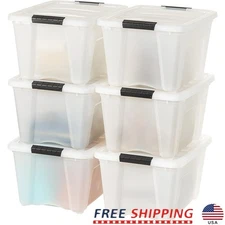 Stackable Storage Bins Set 6 Pack Easy Carry Durable Plastic Containers New