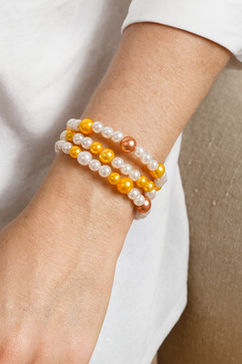 Handgefertigtes Perlen 3 Spulen Memory Draht Armband, orange, Geschenk