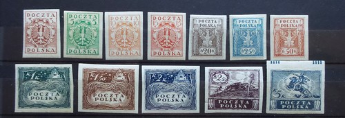 Polen 1919 / Kat. Fischer Nr. 73 A – 84 A Ungebraucht mit Voll Gummi / Sauber