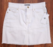 Seven 7 For All Mankind White Denim 5 Pocket Classic Skirt NWT Msrp 179.