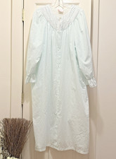 Vtg Just For Women Sears BLUE Nightgown Embroidered Sz 2X Cottagecore Victorian