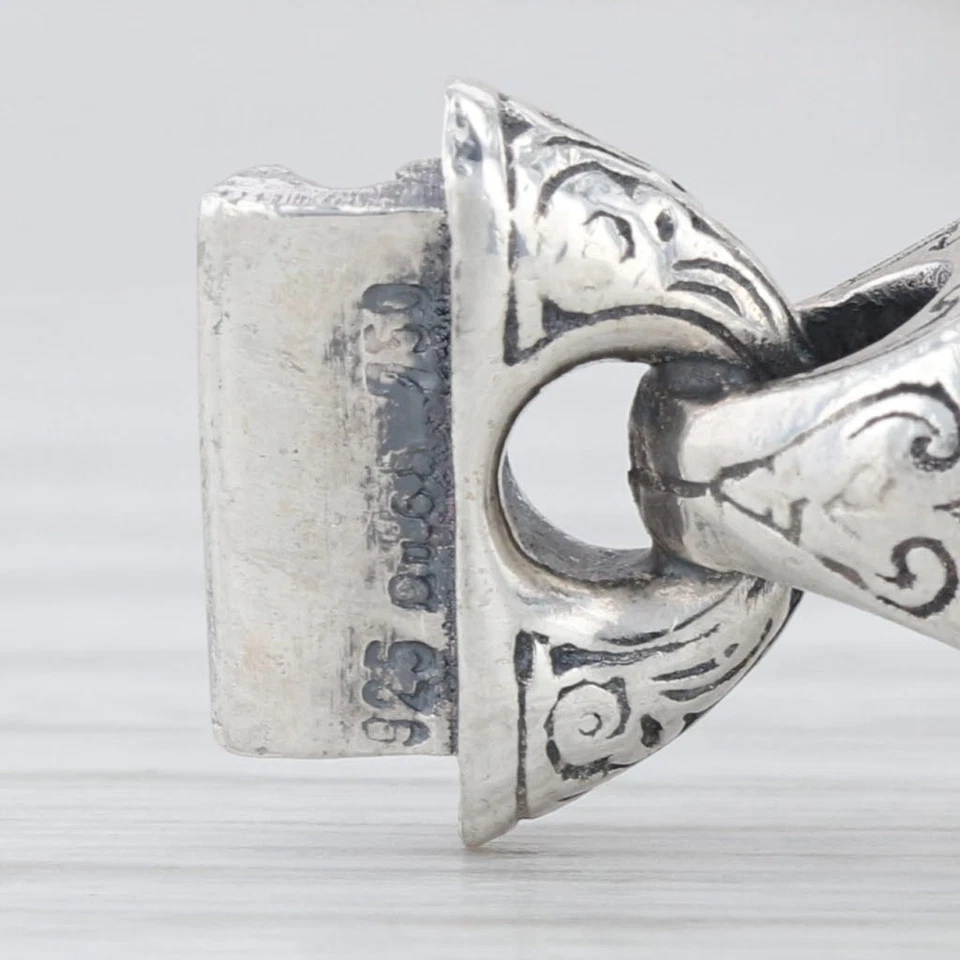 Brazalete de eslabones ovalados ornamentados Konstantino plata de ley oro de 18 quilates declaración de 7" Foto 4 de 4