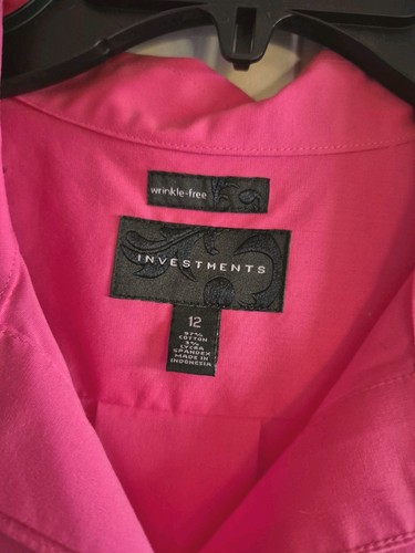 INVESTMENTS Shirt - 12 - Point Collar w/Btn Front, 3/4 Sleeves w/Turn-Back Cuff - Picture 2 of 5