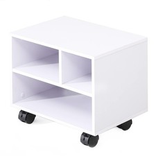 Under Desk Printer Stand with 3 Storage Compartments, Mobile Work Cart