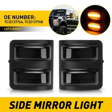 Smoked LED Side Tow Mirror Light Turn Signal For 08-16 Ford F250-F550 Super Duty