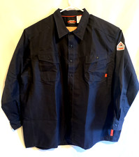 Mens  s Bulwark FR iQ Series CAT2 2112 Navy Blue Work Shirt Size 3XL