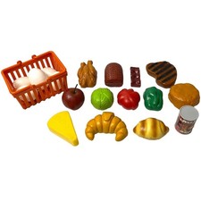 Lot of 19 Grocery Kitchen Food Pretend Play Realistic Foods Dishes Eggs Baskets
