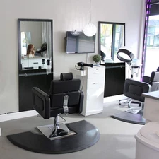 Modern Wall Mount Styling Station with Mirror, Simple Makeup Barber Station 3016