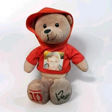 One Direction 1D Niall Horan Brown Teddy Bear Signature On Paw Red Hoodie Rare