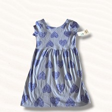 Carter's Kid Blue Dress with Blue Floral Hearts cotton NWT Girl's Size 6/6X