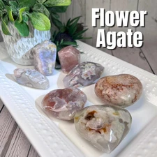 Flower Agate Freeform Carving, Flower Agate Heart, Pink Flower Agate, Freeform