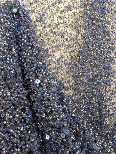 Renaissance Chain Mail Blue Sequined Scarf European Weave 72 In X 8 In - Picture 4 of 6