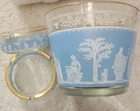 Jeanette Glass Hellenic Wedgwood Blue Grecian 2 Ash Trays & Open Bowl (Ice)