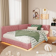 Upholstered Double Sofa Bed With USB &Type C Charging Velvet Station Storage