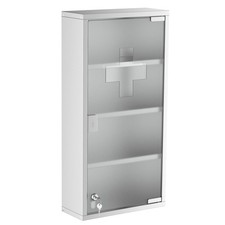 12"x24" Bathroom Medicine Cabinet 4 Tier Stainless Steel Wall Box with Shelves