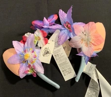 NEW Disney Parks Avatar Ears Pandora Na'vi Flowers Headband Blue Purple #1712C