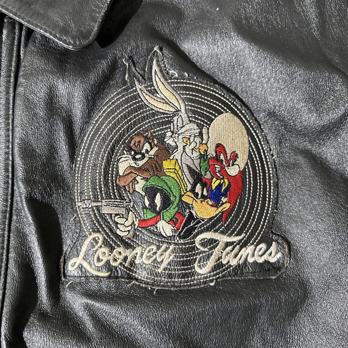 Looney Toons Leather Jacket 1996 Collectible Size Large Bugs Bunny