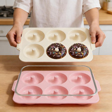 Nonstick Silicone Donut Pan: 4 Inch Large Donut Mold with Metal Frame - Bagel Do
