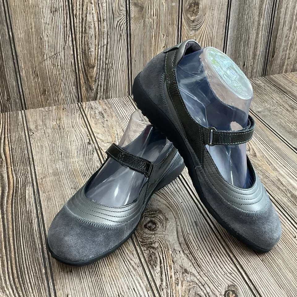 NAOT Kirie Gris Gamuza y Cuero Mary Janes con Correas Ajustables Mujer Talla 39 Foto 4 de 4