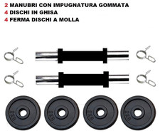 Coppia Manubri 25mm Chiusura a Molla Cromato + 4 Dischi In Ghisa Da 2 Kg