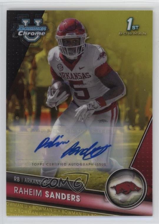 2023 Bowman U Chrome Prospect Yellow Refractor 33/75 Raheim Sanders Auto 03xg