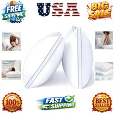 Bed Pillows Queen Size Set of 2, Firm Support Down Alternative Gusseted Pillo...