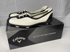 Callaway Couture Half Lace Spiked Golf Shoes Womens Sz 10.5 Black White Leather